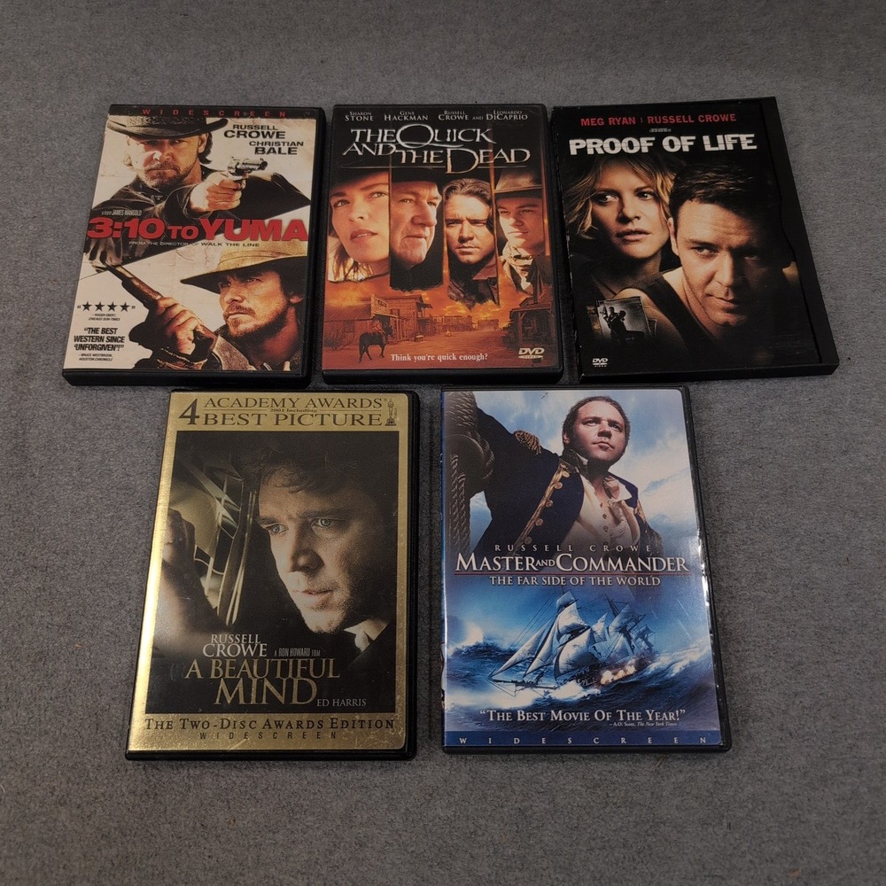 Russell Crowe DVD Lot 5 Movies A Beautiful Mind Master and Commander 3:10 Yuma - Picture 1 of 2